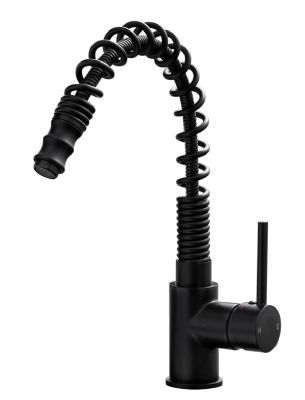 EVO DURHAM MATT BLACK FLEXIBLE PULL OUT MONO DUAL LEVER KITCHEN SINK MIXER TAP with SWIVEL SPOUT, KTAP008MB